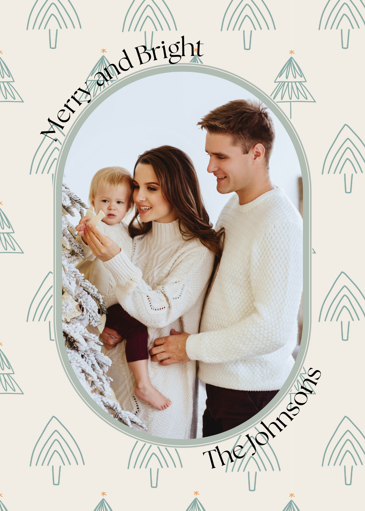 5x7 Boho Tree Single Image Christmas Card